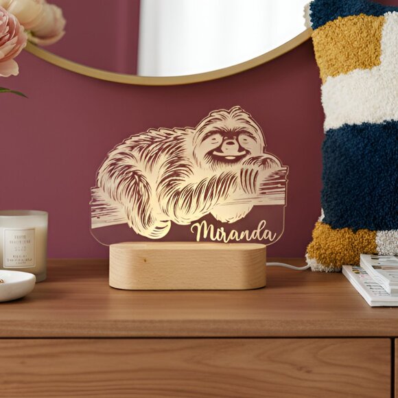 Sloth Night Light – Personalized LED Room Decor for Kids - Picture 8 of 8